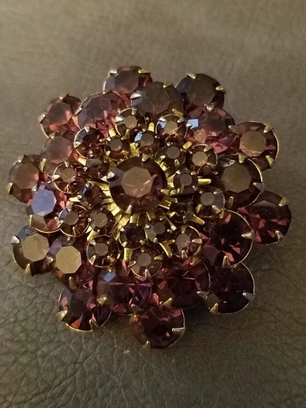 Vintage Purple Faceted Rhinestone Stacked Brooch